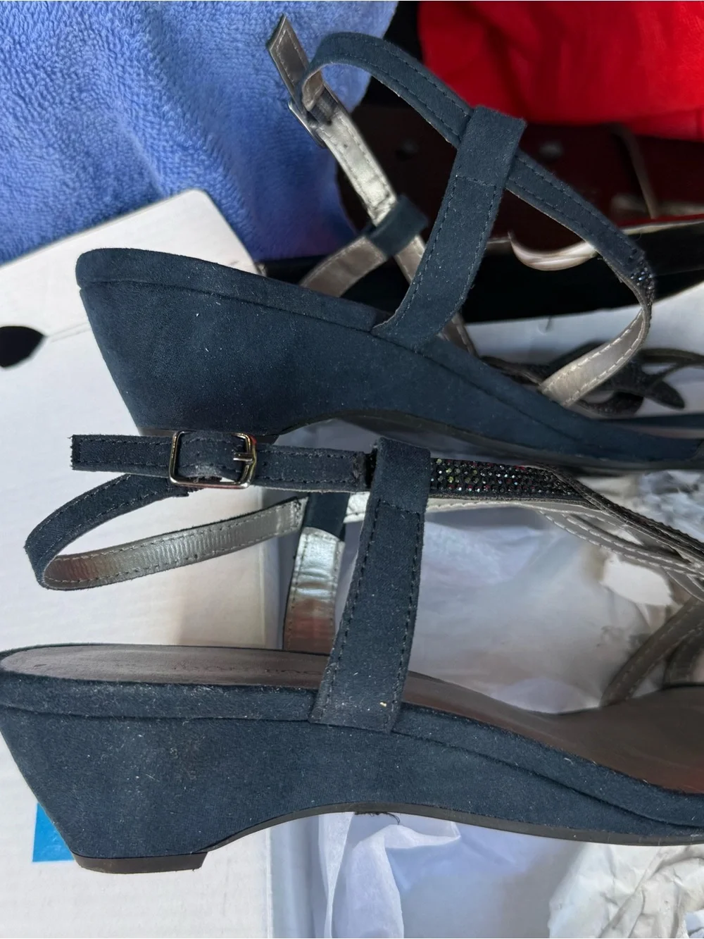London Fog Black Crystal-Embellished Women’s Slingback Sandals